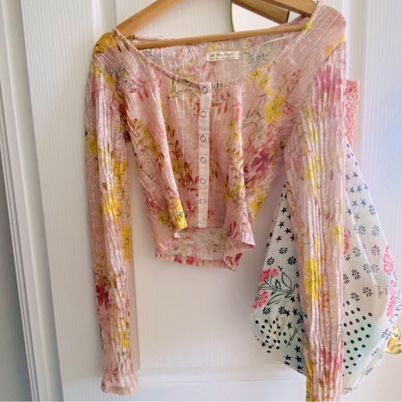 (2 for $30) Free people Flower sheer pink blouse - Picture 3 of 4